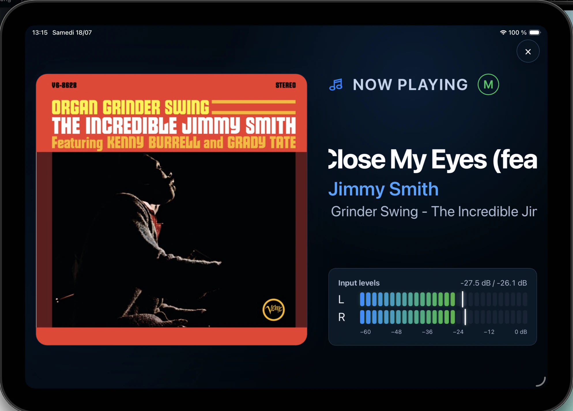 Immersive Now Playing on iPad in landscape