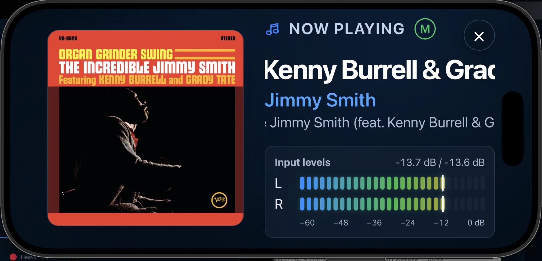 Immersive Now Playing on iPhone in landscape